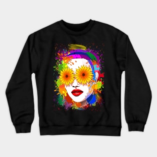 Girl Summer Flowers Eyes Crewneck Sweatshirt